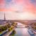 Kaunis Seine auringonlaskun aikaan Pariisi Ranska